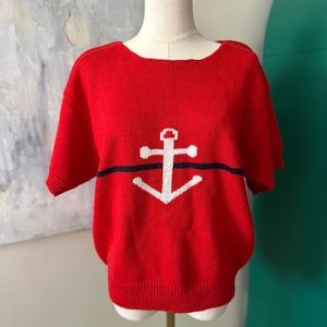 Anchor Red‎ Knit nautical vintage 80s sweater